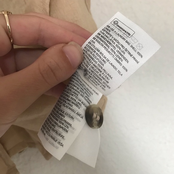 100% Linen Button Down Blouse - Tan - Picture 4 of 8